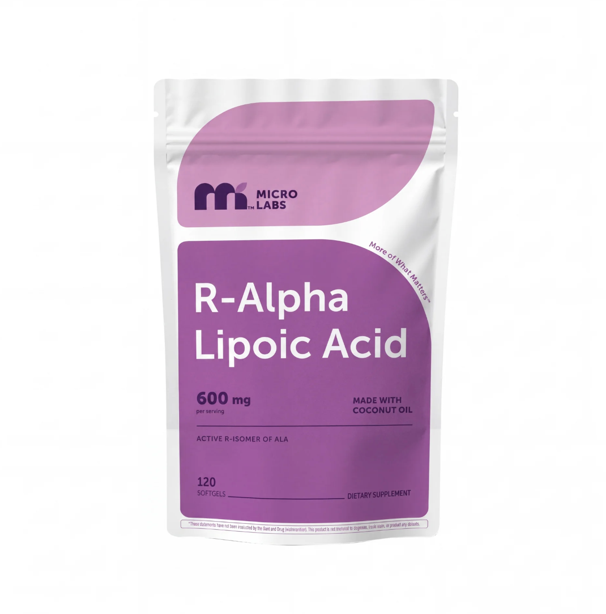 MicroLabs R Alpha Lipoic Acid 600mg with Coconut Oil, 120 Softgels