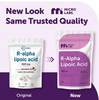MicroLabs R Alpha Lipoic Acid 600mg with Coconut Oil, 120 Softgels